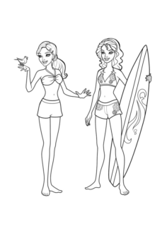 Barbie Doll With Friend At Beach Tracing Worksheets Pdf, Free Vectors File
